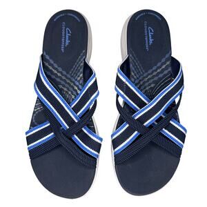 5/$50Womans clarks cloudsteppers sport slide sandalsmira isledark navy blue 10M